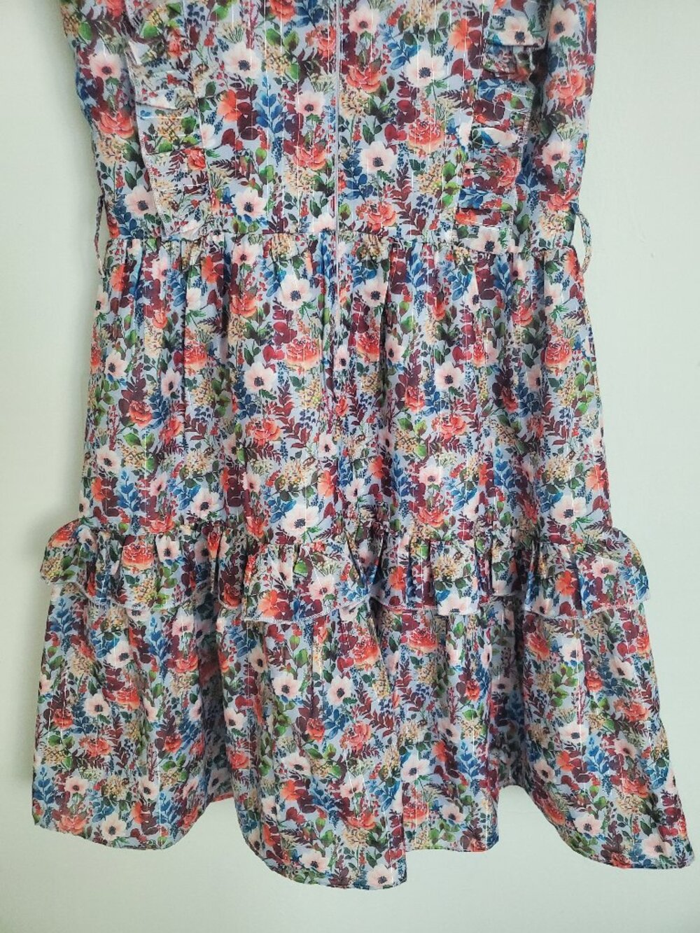 JessaKae Dress Floral Full Bloom Tiered Belted Mini Garden Tea Party SIZE SMALL - Picture 13 of 15